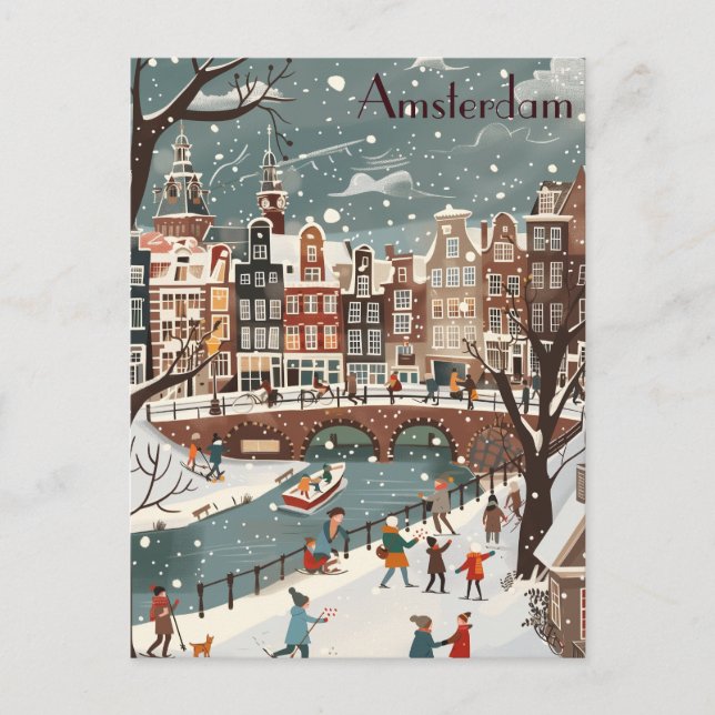 Postal Viajes de invierno a Ámsterdam (Anverso)