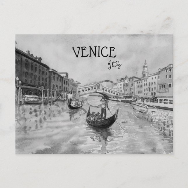 Postal Viajes de Italia - recuerdo en blanco y negro de V (Anverso)