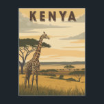 Postal Viajes de Kenia por la época de la cosecha - Giraf<br><div class="desc">Captura la esencia de la aventura africana con esta vintage postal de viaje que presenta un impresionante ilustracion de una jirafa en Kenia. Perfecto para coleccionistas, viajeros y aficionados a la vida salvaje, esta postal le aporta un toque de nostalgia y exotismo a su correspondencia. Ideal para enviar saludos o...</div>