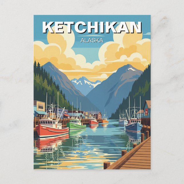Postal Viajes de Ketchikan Alaska (Anverso)