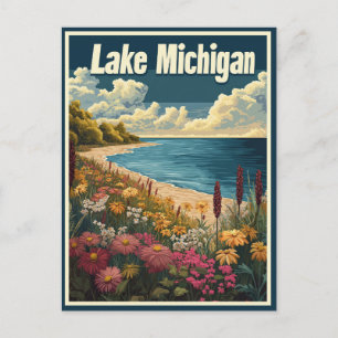 Postal Viajes de la época del lago Michigan