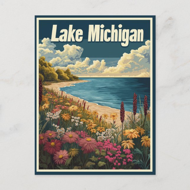 Postal Viajes de la época del lago Michigan (Anverso)