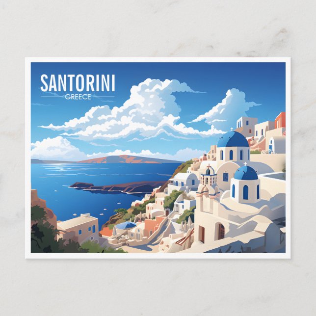 Postal Viajes de la isla Santorini en Grecia (Anverso)