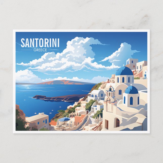 Postal Viajes de la isla Santorini en Grecia (Anverso)