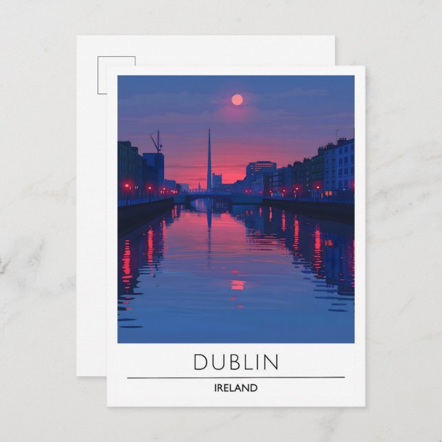 Postal Viajes De La Noche En Dublin Irlanda (Anverso / Reverso)
