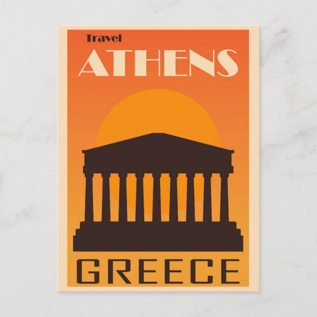 Postal Viajes de la vieja Atenas Grecia Acrópolis Ruinas (Anverso)