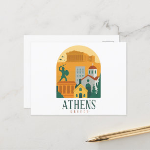 Postal Viajes de la Vieja Atenas Grecia - Partenón y Ciud