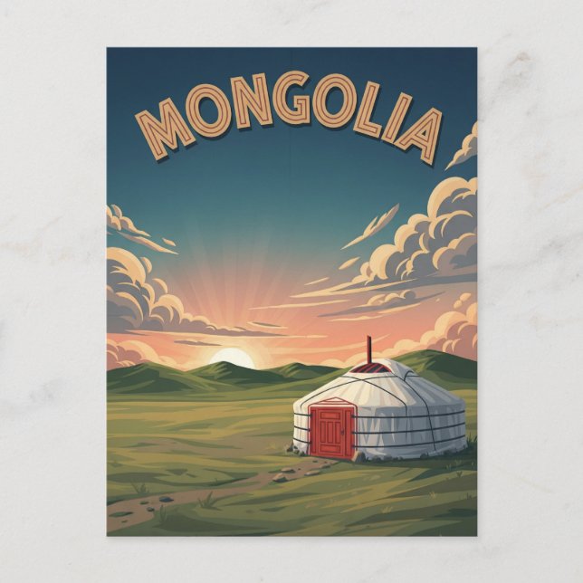 Postal Viajes de la yurta en Mongolia (Anverso)