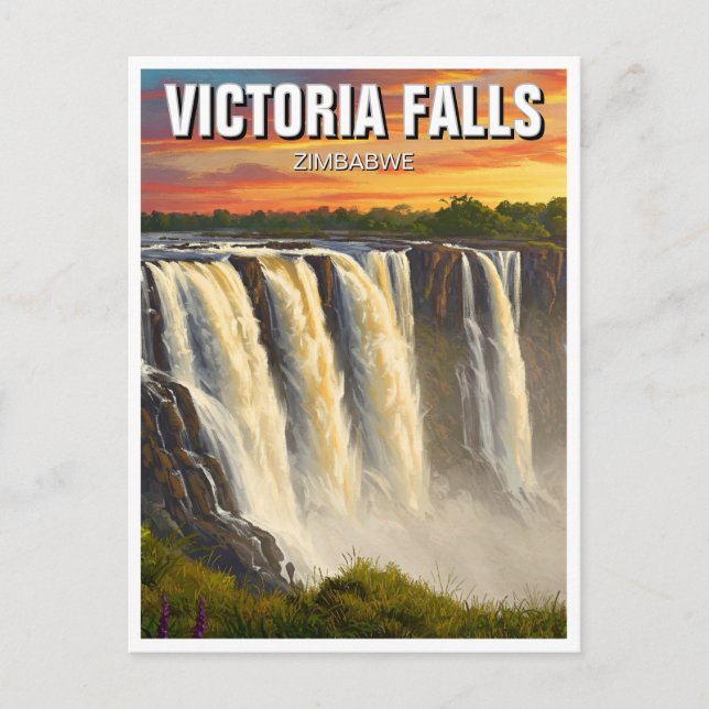 Postal Viajes de las cataratas Victoria de Zimbabue (Anverso)