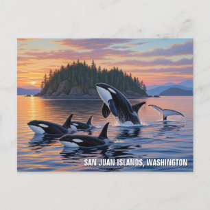 Postal Viajes de las Orcas en Washington en las islas san