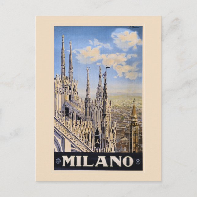 Postal Viajes de Litho Vintage y Milán Italia (Anverso)