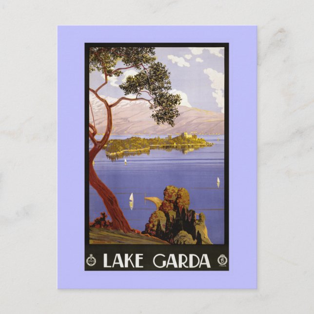 Postal Viajes de Litho y el lago Garda Italia (Anverso)