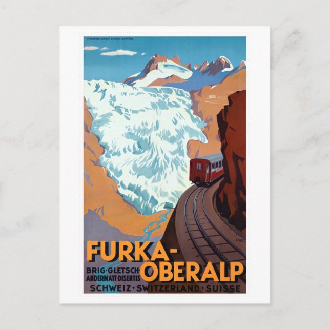 Postal Viajes de los Alpes Suiza (Anverso)