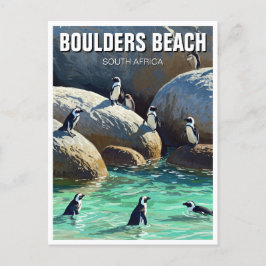 Postal Viajes de los Pingüinos de Playa Boulders en Sudáf
