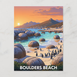Postal Viajes de los Pingüinos de Playa Boulders en Sudáf