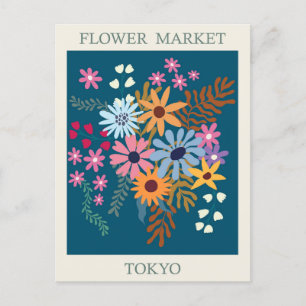 Postal Viajes de mercado de flores en Tokio