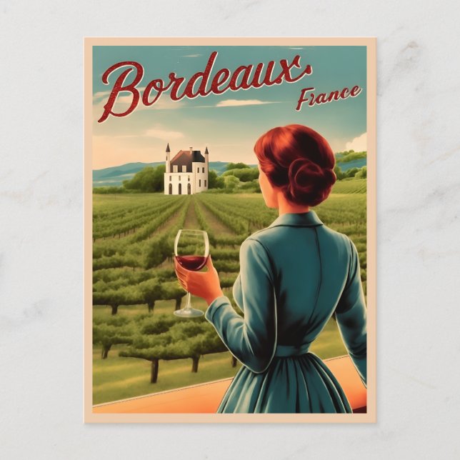 Postal Viajes de moda Burdeos Francia Retro Scenic (Anverso)