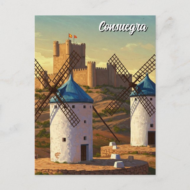 Postal Viajes de molinos en Consuegra España (Anverso)