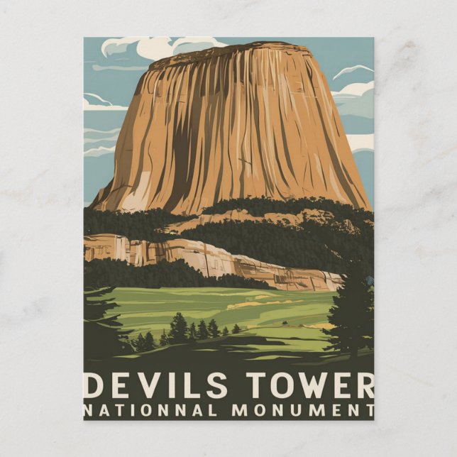 Postal Viajes de Monumento Nacional Devils Tower (Anverso)