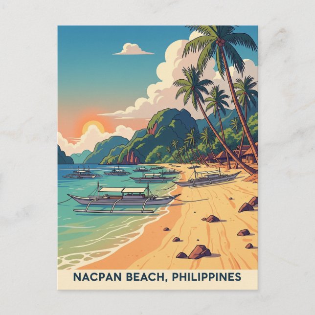 Postal Viajes de Nacpan Beach Filipinas (Anverso)