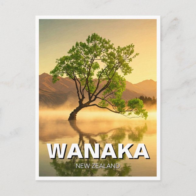 Postal Viajes de Nueva Zelanda por el lago Wanaka Tree (Anverso)