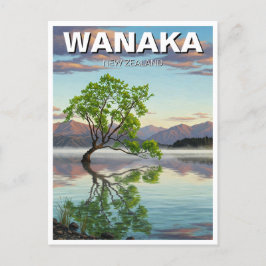 Postal Viajes de Nueva Zelanda por el lago Wanaka Tree