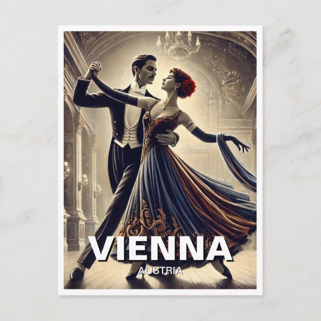 Postal Viajes de parejas de bailarines valtz de Viena (Anverso)