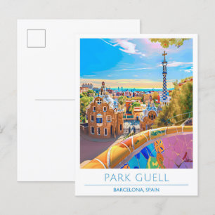 Postal Viajes de Park Guell Barcelona España
