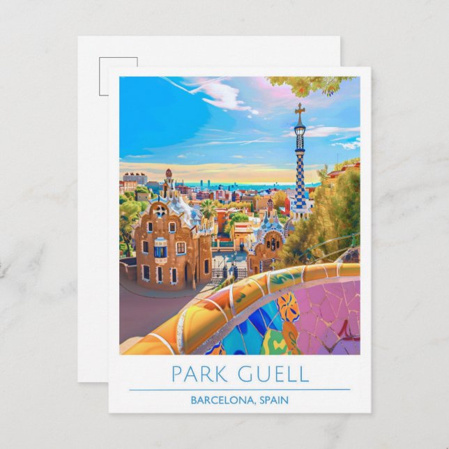 Postal Viajes de Park Guell Barcelona España (Anverso / Reverso)