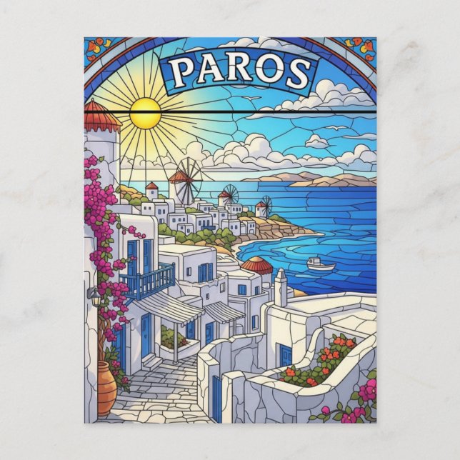 Postal Viajes de Paros de Grecia (Anverso)