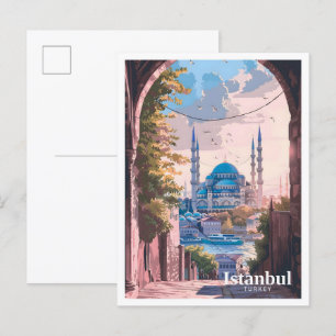 Postal Viajes de pintura de arte de Estambul Turquía