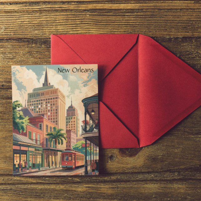 Postal Viajes de pintura de Nueva Orleans Louisiana (Vintage New Orleans Louisiana Painting Travel Postcard)