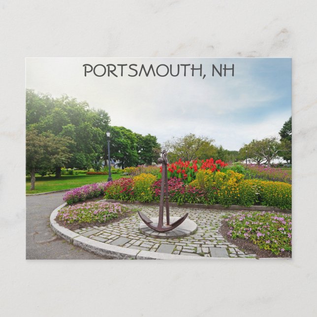 Postal Viajes de Portsmouth New Hampshire Trial Gardens (Anverso)