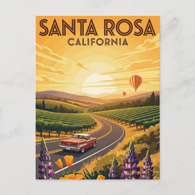 Postal Viajes de Santa Rosa California (Anverso)