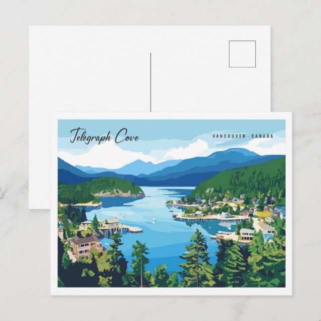 Postal Viajes de Telegraph Cove Vancouver Canadá (Anverso / Reverso)