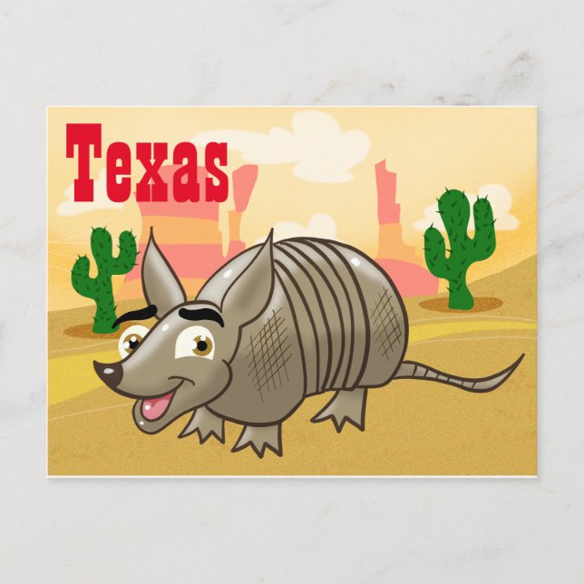 Postal Viajes de Texas Armadillo (Anverso)