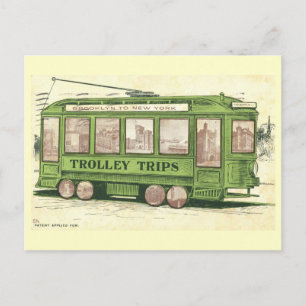 Postal Viajes de troleos de Brooklyn a Nueva York