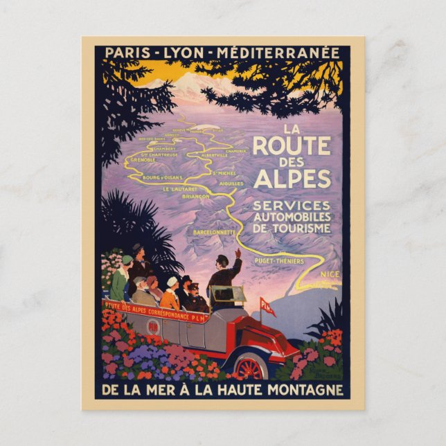 Postal Viajes de turismo de la Europa de los Alpes (Anverso)