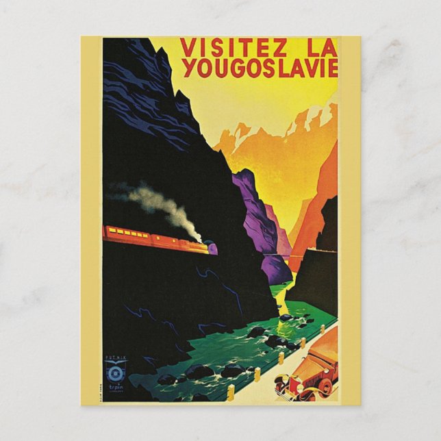 Postal Viajes de turismo en Yugoslavia de los años 30 (Anverso)