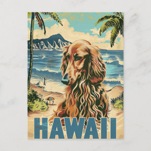 Postal Viajes de vacaciones de Hound Hawaii afgano
