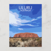 Viajes de vintage Art Uluru Australia Postcard