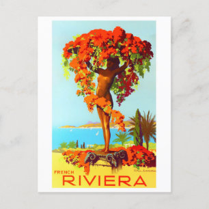 Postal Viajes de vintage de la Riviera Francesa