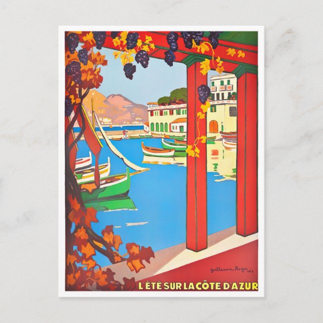 Postal Viajes de vintage de la Riviera Francesa (Anverso)