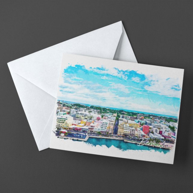Postal Viajes de vintage de las Islas Bermudas (bermuda panorama view travel postcard)