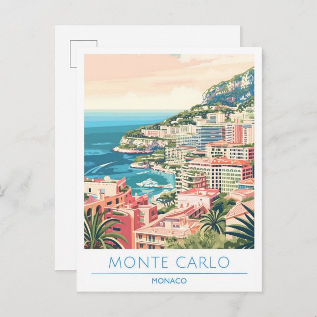 Postal Viajes de vintage de Monte Carlo Monaco (Anverso / Reverso)