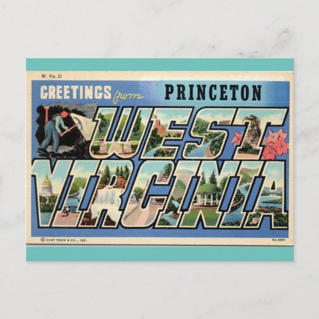 Postal Viajes de vintage de Princeton West Virginia (Anverso)