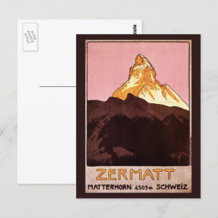Postal Viajes de vintage, montaña Matterhorn, Suiza