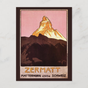 Postal Viajes de vintage, montaña Matterhorn, Suiza