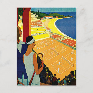 Postal Viajes de vintage, tenis, deportes, Monte Carlo Mo