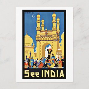 Postal Viajes de vintage Véase India Aisa